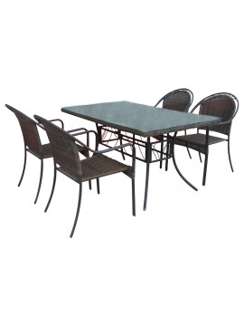 NIMES-SET σετ κήπου μεταλλικό με rattan 90x150xH75 / 55x55xH75 