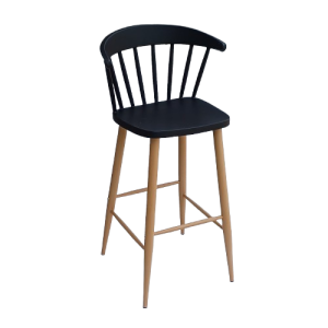 NTALTON-S σκαμπό ψηλό μεταλλικό ΞΥΛΟ polypropylene ΜΑΥΡΟ / 48x52xH75/108