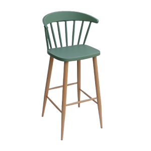 NTALTON-S σκαμπό ψηλό μεταλλικό ΞΥΛΟ polypropylene ΠΡΑΣΙΝΟ ΑΝΟΙΚΤΟ / 48x52xH75/108