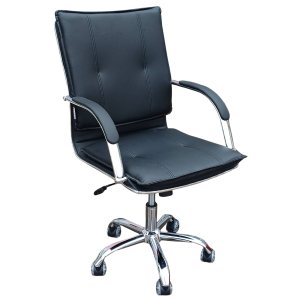 PENCIL πολυθρόνα γραφείου χαμηλή πλάτη δερματίνη ΜΑΥΡΗ / 58x62xH96-106