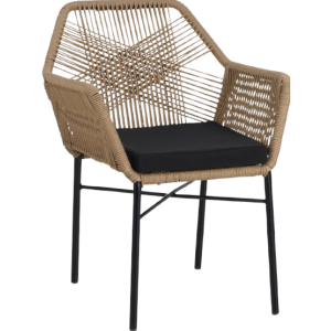 PHUKET πολυθρόνα εξοπλισμού μεταλλική wicker ΦΥΣΙΚΟ με ΜΑΞΙΛΑΡΙ / 63x60xH83