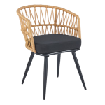 SRILANKA πολυθρόνα μεταλλική wicker ΦΥΣΙΚΟ με ΜΑΞΙΛΑΡΙ / 61x55xH80