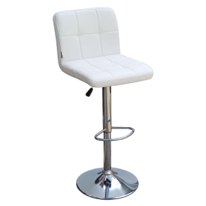 RADA σκαμπό ρυθμιζόμενo σκελετός ΧΡΩΜΙΟΥ δερματίνη ΛΕΥΚΗ / 44x50xΗ89-110