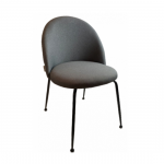 ROMILDA καρέκλα μεταλλική ΜΑΥΡΗ με ταπετσαρία ύφασμα ΓΚΡΙ, 50x52x82