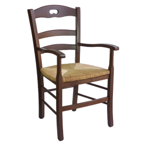 SAVOY-47PB πολυθρόνα ξύλινη με ψάθα χρώμα ΚΑΡΥΔΙ, 59x57xΗ98