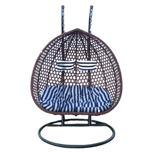 SEYHELLES κούνια μεταλλική wicker ΚΑΦΕ, 130x70xH120/Φ120xH190