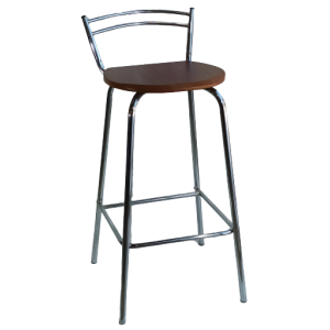 SC-23072 σκαμπό ψηλό μεταλλικό χρωμίου ξύλο ΚΕΡΑΣΙ, 45x49x92