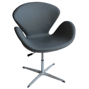 SPACE πολυθρόνα μεταλλική ΧΡΩΜΙΟ κάθισμα δερματίνη ΓΚΡΙ, 70x58xH82