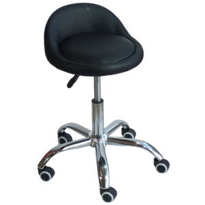 SPIDER σκαμπό τροχήλατο γραφείου δερματίνη ΜΑΥΡΗ, 50x50xΗ53/64