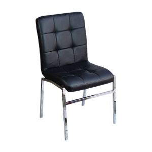 SQUARE καρέκλα χρωμίου με ταπετσαρία δερματίνη ΜΑΥΡΗ, 48x60xH88