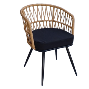 SRILANKA πολυθρόνα μεταλλική wicker ΦΥΣΙΚΟ με ΜΑΞΙΛΑΡΙ / 61x55xH80