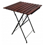 TRADITIONAL-T-WOOD τραπέζι κήπου μεταλλικό με ξύλο ΚΑΡΥΔΙ / 60x60xH70