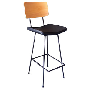 TS-366 σκαμπό ψηλό μεταλλικό πλάτη ξύλο με ΚΑΘΙΣΜΑ & ΧΡΩΜΑ ΕΠΙΛΟΓΗΣ, 42x48xH95