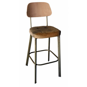 TS-420K σκαμπό ψηλό μεταλλικό πλάτη ξύλο με ΚΑΘΙΣΜΑ & ΧΡΩΜΑ ΕΠΙΛΟΓΗΣ, 45x54xH107