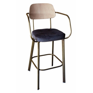 TS-420P σκαμπό ψηλό μεταλλικό πλάτη ξύλο με ΚΑΘΙΣΜΑ & ΧΡΩΜΑ ΕΠΙΛΟΓΗΣ, 60x54xH107