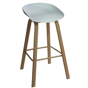 VAN-W σκαμπό ψηλό μεταλλικό ΞΥΛΟ pp ΛΕΥΚΟ, 44x45xH85