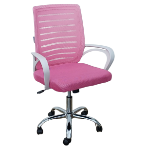 WALL πολυθρόνα γραφείου σκελετός πλαστικός ΛΕΥΚΟΣ ύφασμα mesh ΡΟΖ / 64x49x92-101