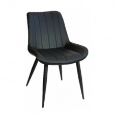WELL καρέκλα μεταλλική ΜΑΥΡΗ με ταπετσαρία δερματίνη ΜΑΥΡΗ, 53x60x82