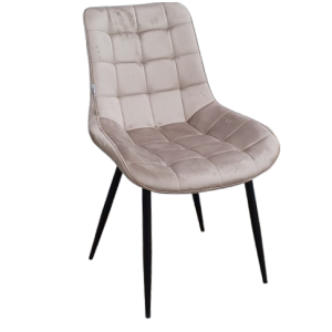 WELL-KARO καρέκλα μεταλλική ΜΑΥΡΗ με ύφασμα ΒΕΛΟΥΔΟ ΕΚΡΟΥ / 53x60xΗ88