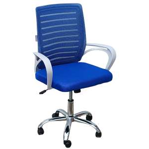 WALL πολυθρόνα γραφείου σκελετός πλαστικός ΛΕΥΚΟΣ ύφασμα mesh ΜΠΛΕ / 64x49xH92-101