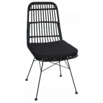 YAYA-CH καρέκλα εξοπλισμού μεταλλική wicker ΜΑΥΡΗ με ΜΑΞΙΛΑΡΙ, 45x60x93