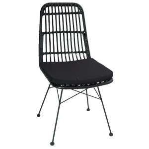 YAYA-CH καρέκλα εξοπλισμού μεταλλική wicker ΜΑΥΡΗ με ΜΑΞΙΛΑΡΙ, 45x60x93