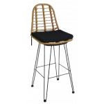 YAYA-ST σκαμπό ψηλό μεταλλικό wicker ΦΥΣΙΚΟ / 45x55xΗ112