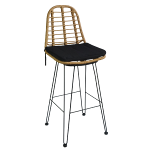 YAYA-ST σκαμπό ψηλό μεταλλικό wicker ΦΥΣΙΚΟ / 45x55xΗ112