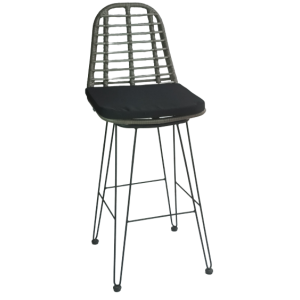 YAYA-ST σκαμπό ψηλό μεταλλικό wicker ΓΚΡΙ / 45x55xΗ112