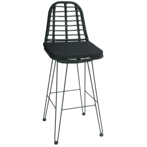 YAYA-ST σκαμπό ψηλό μεταλλικό wicker ΜΑΥΡΟ / 45x55xΗ112