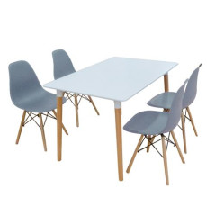Σετ Τραπεζαρίας Loft Grey Randy 5τμχ 120Χ80X72εκ. KZ-209901