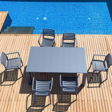 Σετ Τραπεζαρίας 7τμχ Vegas Artemis Dark Grey 100X180/220Χ75εκ. KZ-209982