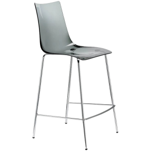 ZEBRA-2546 σκαμπό ψηλό μπαρ Η65 μεταλλικό χρωμίου polycarbonate ΔΙΑΦΑΝΟ ΓΚΡΙ / 48x51xΗ65/103