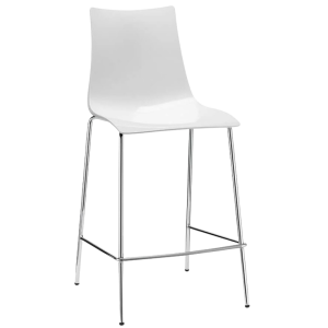 ZEBRA-2546 σκαμπό ψηλό μπαρ Η65 μεταλλικό χρωμίου polycarbonate ΛΕΥΚΟ / 48x51xΗ65/103