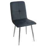 ZIRU καρέκλα χρωμίου με ταπετσαρία δερματίνη ΜΑΥΡΗ, 49x50x89