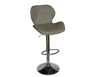 ZOZE-BAR σκαμπό ρυθμιζόμενo μεταλλικό ΧΡΩΜΙΟ δερματίνη ΓΚΡΙ / 46x48xH90-112