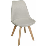 BERG-FA-WOOD καρέκλα ξύλινη με ταπετσαρία ύφασμα ΕΚΡΟΥ, 49x53x82
