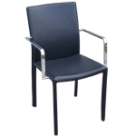 YL-9009B πολυθρόνα εσωτερικού χώρου μεταλλική με τεχνόδερμα ΜΑΥΡΟ / 54x54xH88