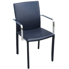 YL-9009B πολυθρόνα εσωτερικού χώρου μεταλλική με τεχνόδερμα ΜΑΥΡΟ / 54x54xH88