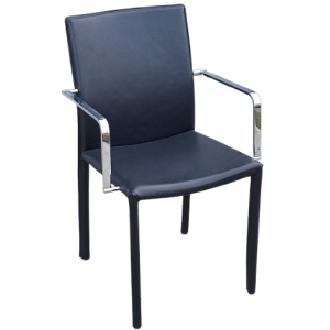 YL-9009B πολυθρόνα εσωτερικού χώρου μεταλλική με τεχνόδερμα ΜΑΥΡΟ / 54x54xH88