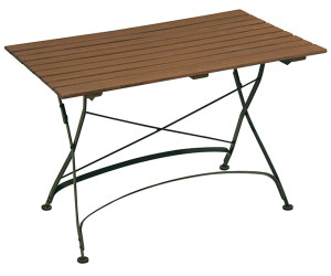 BRAZIL τραπέζι κήπου μεταλλικό με ξύλο ΚΑΡΥΔΙ, 70x110xH75  