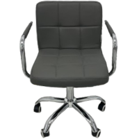 MC-022 πολυθρόνα γραφείου με μπράτσα ΔΕΡΜΑΤΙΝΗ ΓΚΡΙ / 53x47x81-91