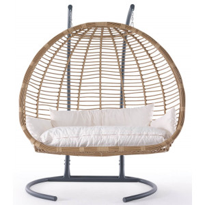 ZUMURUD κούνια μεταλλική wicker ΜΟΚΑ, 127x170xH85